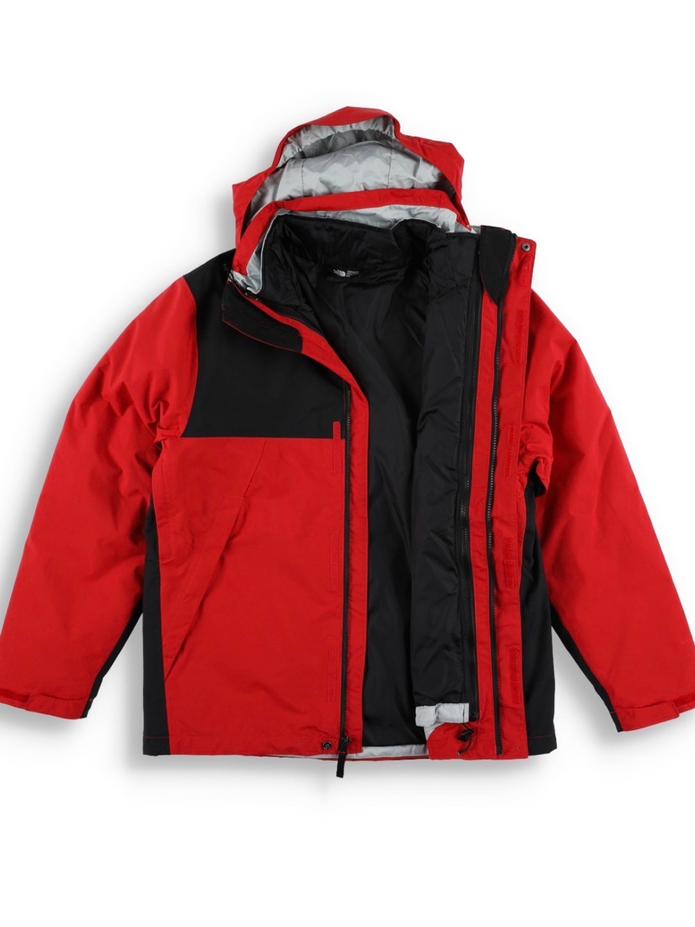 The North Face Men Redorgange and Black Hooded double Puffer Jacket